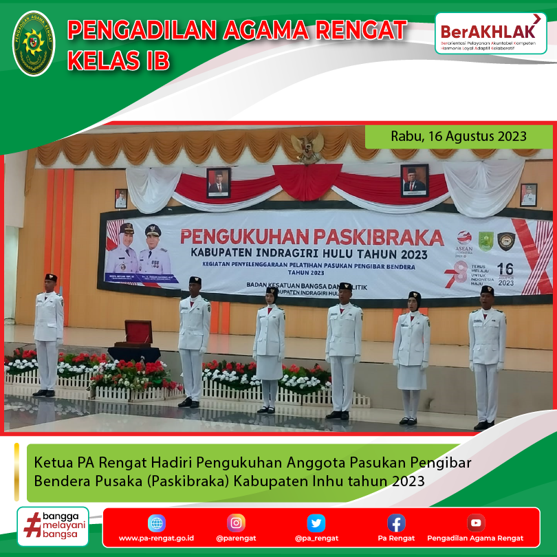 Ketua Pa Rengat Hadiri Pengukuhan Anggota Pasukan Pengibar Bendera Pusaka Paskibraka Kabupaten